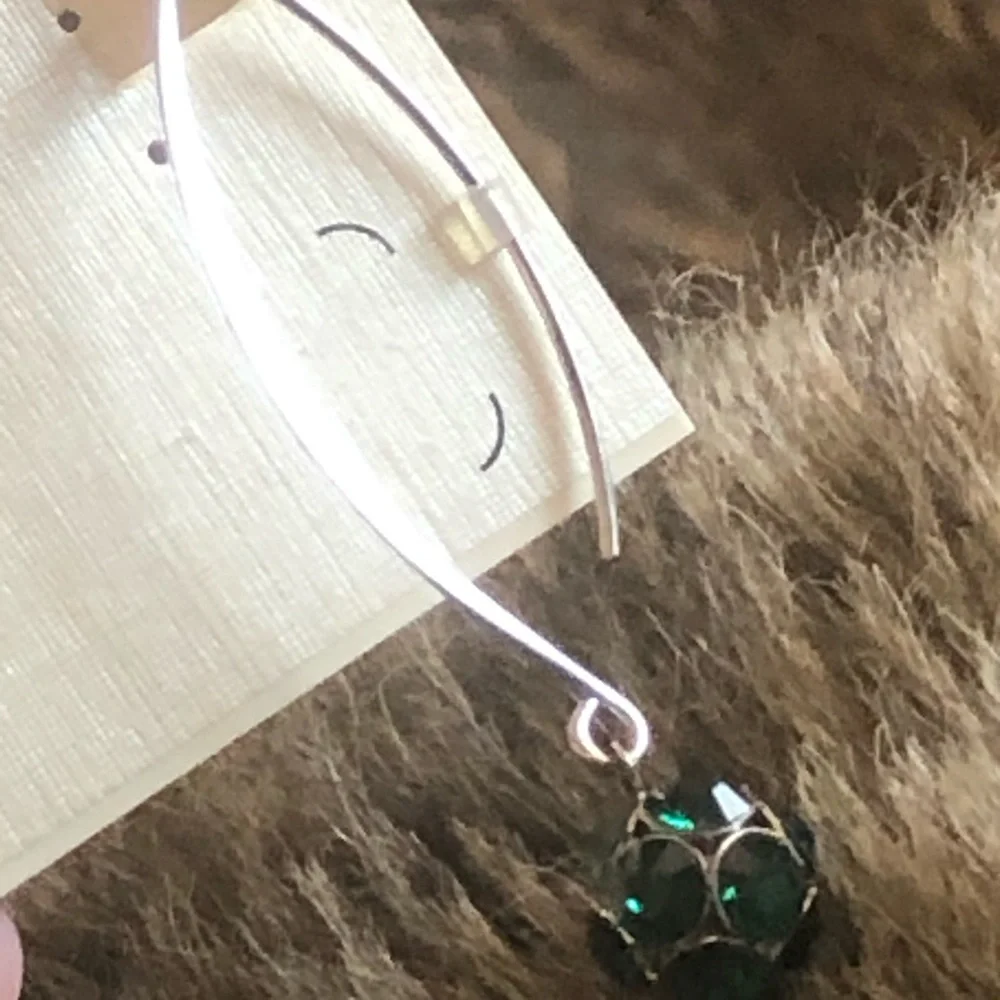 Cato emerald green stone ball ear wire earrings